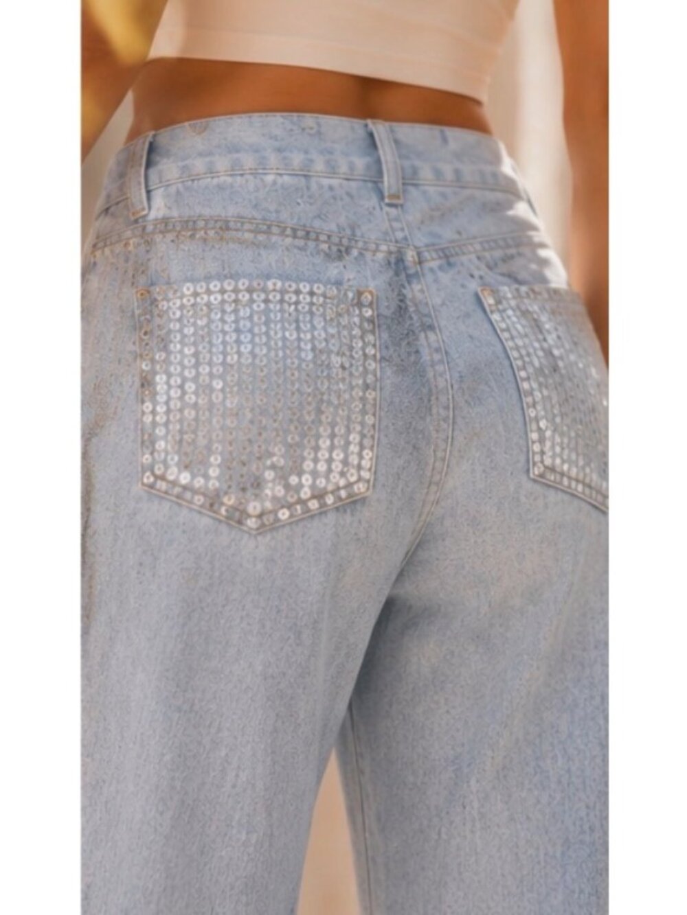 Pilcro Sequin Skater High-Rise Wide-Leg Jeans Size 27 New - Picture 12 of 16